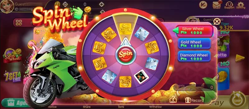 Dragon Tiger spin wheel bonus screen