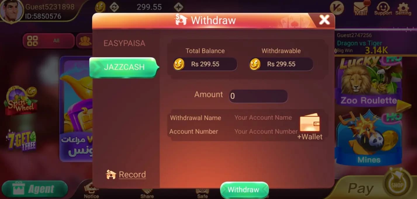 Withdraw straight to EasyPaisa or JazzCash